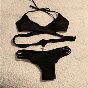 Black wrap top bikini set. NEVER been worn!
